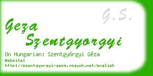 geza szentgyorgyi business card